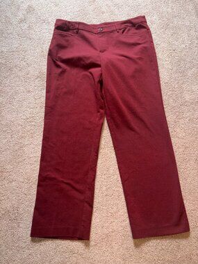 Christopher & Banks Burgundy Dark Red Ponte Knit Stretch Dress Pants 14